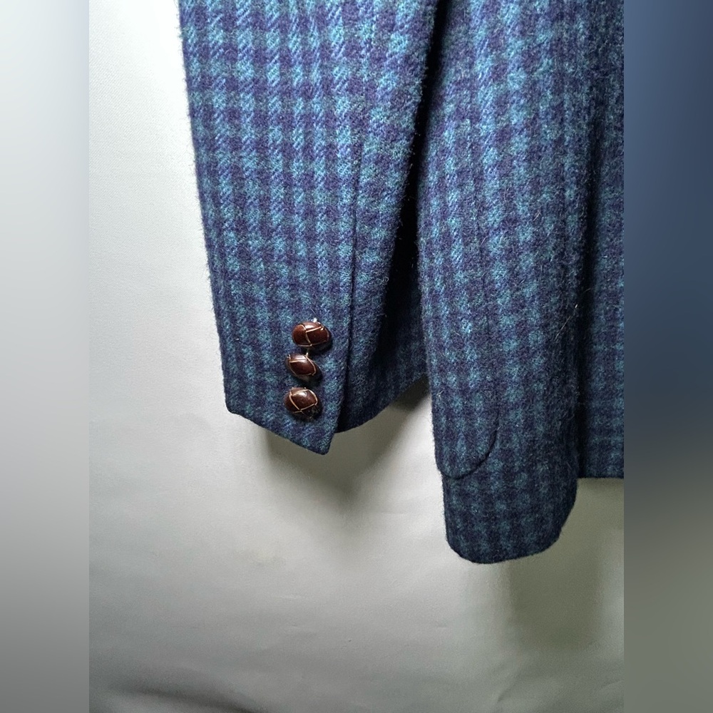 John Meyer 100%Camel Hair Blazer Women’s 4 Blue Houndstooth Made in USA Vintage - Picture 12 of 16